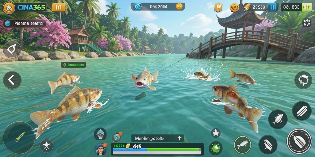 Screenshot CINA365 menampilkan gameplay memancing yang mendebarkan dan grafis menawan.