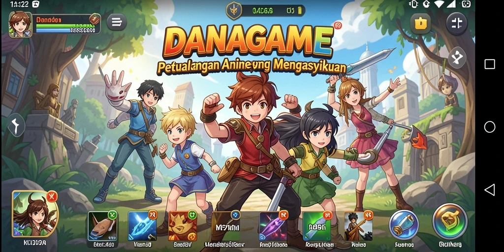 Tangkapan layar yang menampilkan pertarungan seru dalam DANAGAME.