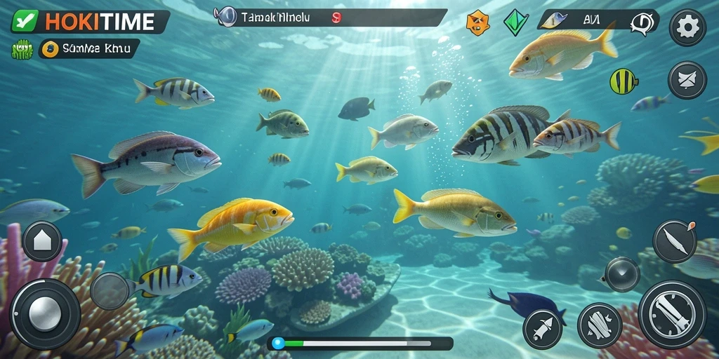 Gameplay HOKITIME yang seru dalam menembak ikan.