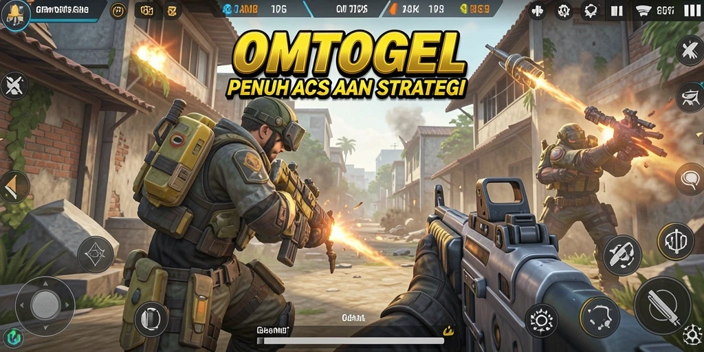 Screenshot menunjukkan aksi seru dalam gameplay TPS OMTOGEL.