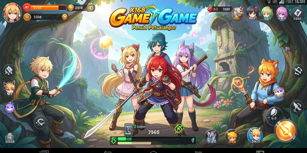 Screenshot menunjukkan pertarungan seru dalam dunia Anime X168.